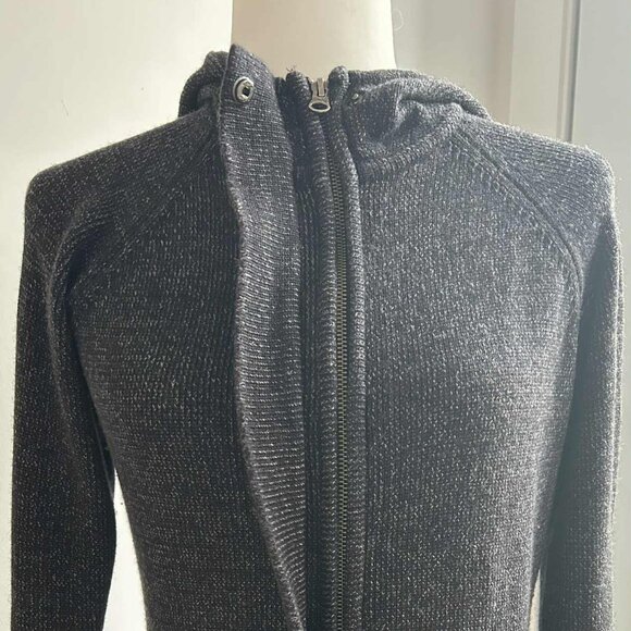 Oakley Women’s Charcoal Cotton-Wool Hooded Zip Knit Cardigan w/ Snap-Tab – US S - Picture 8 of 11